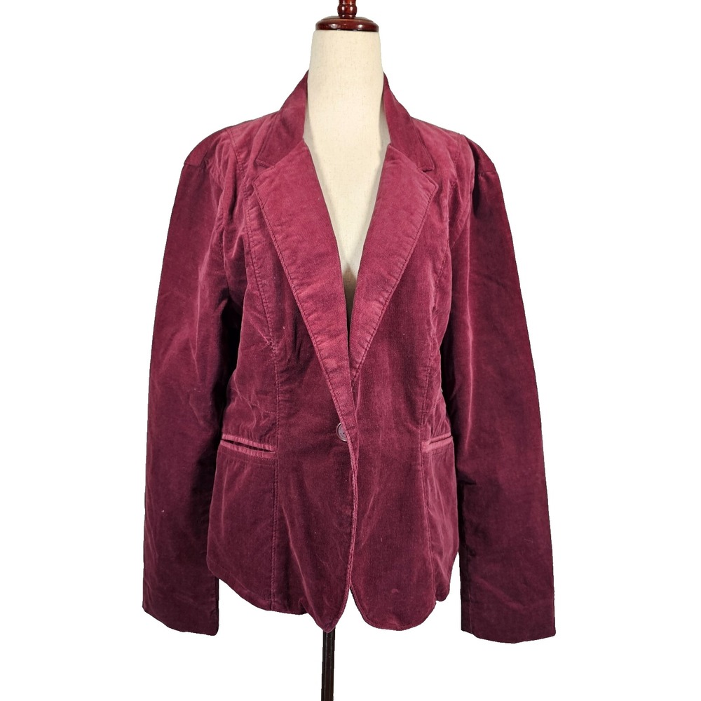Calvin Klein Jeans Womens Corduroy Sports Jacket One Button Career Burgundy XL